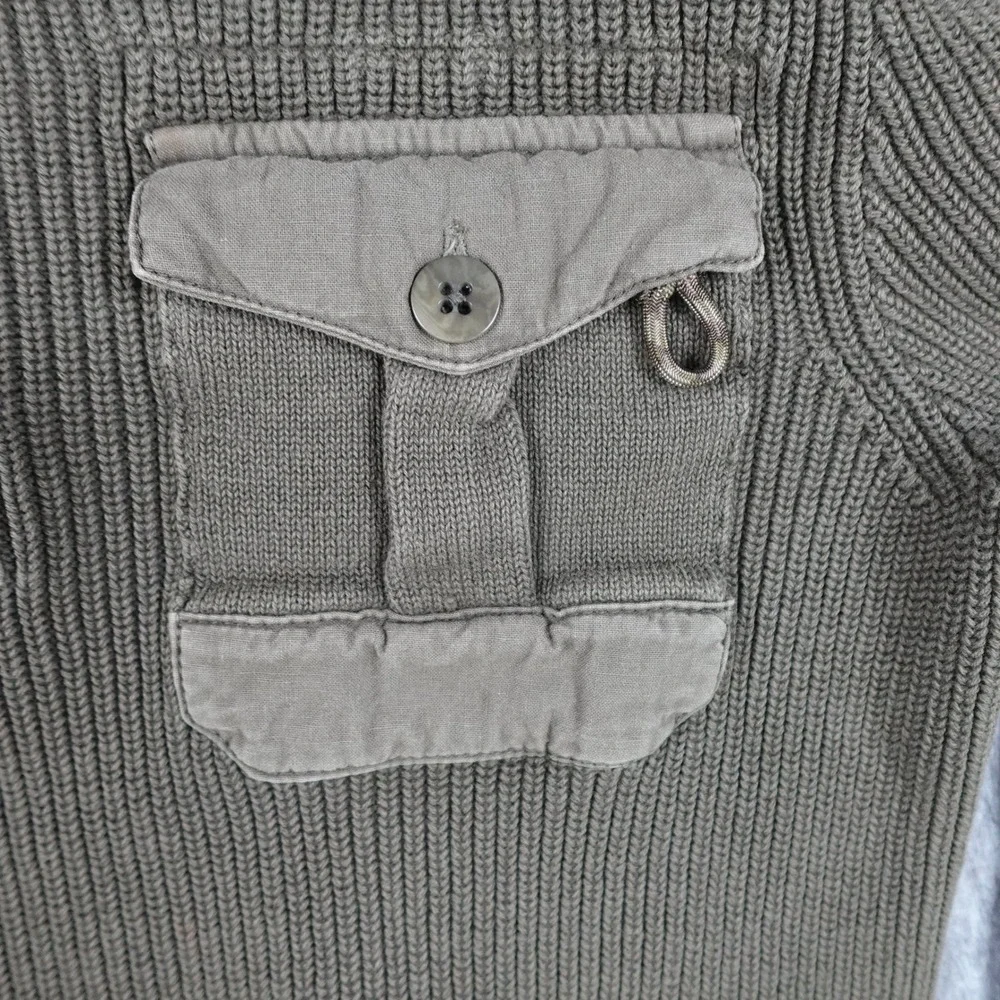 Polo Ralph Lauren Sweater Mens Medium Army Green Military Utility Chunky Shawl